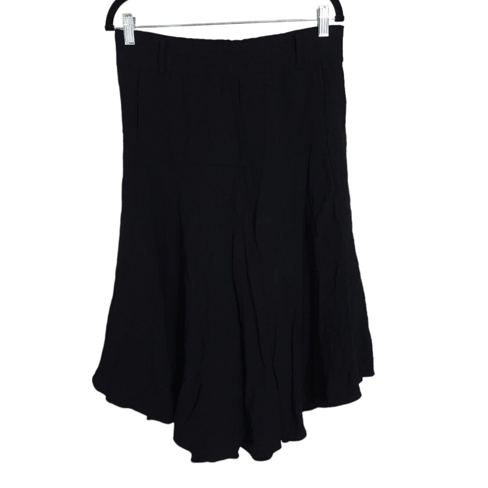 ALC Womens Midi Skirt Black Hanky Hem Paperbag Waist Lagenlook Pockets Size 8 M